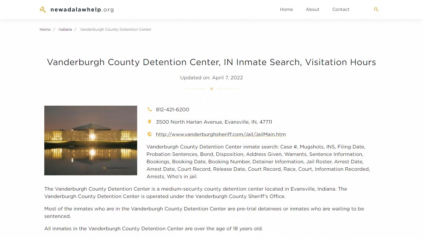 Vanderburgh County Detention Center, IN Inmate Search ...